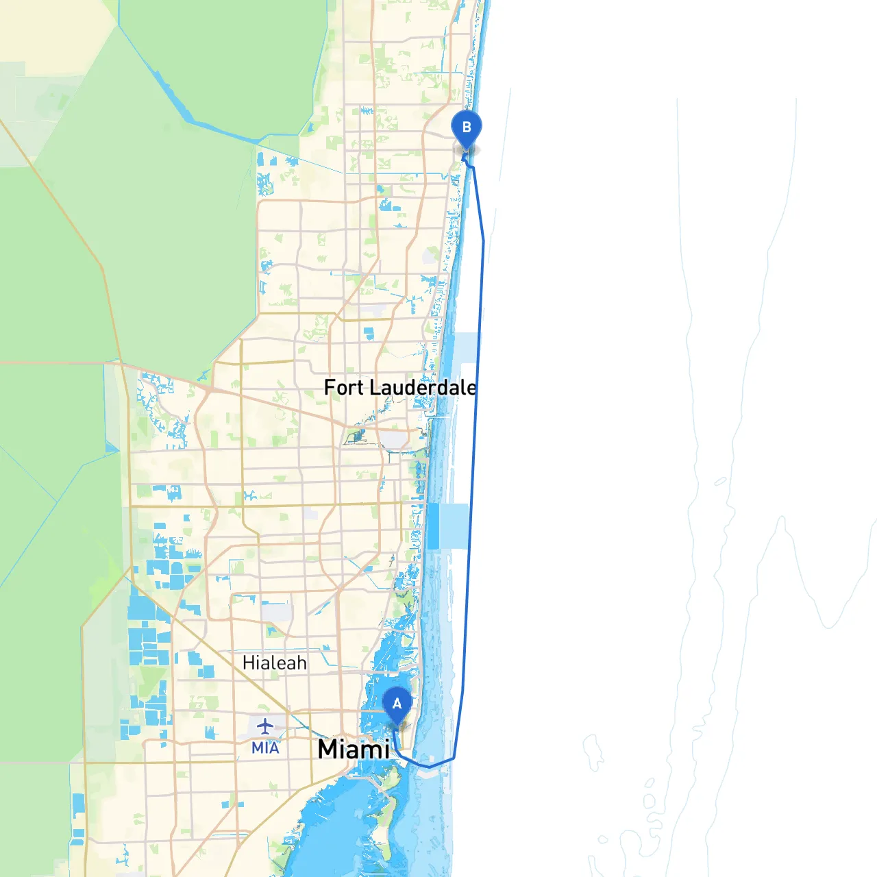 Miami Beach to Boca Raton