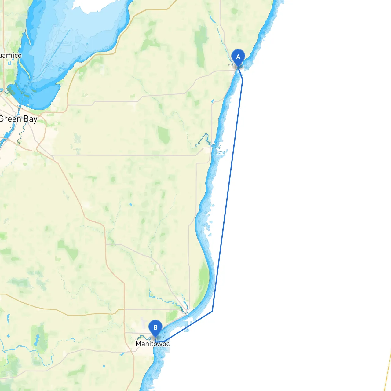 Algoma to Manitowoc