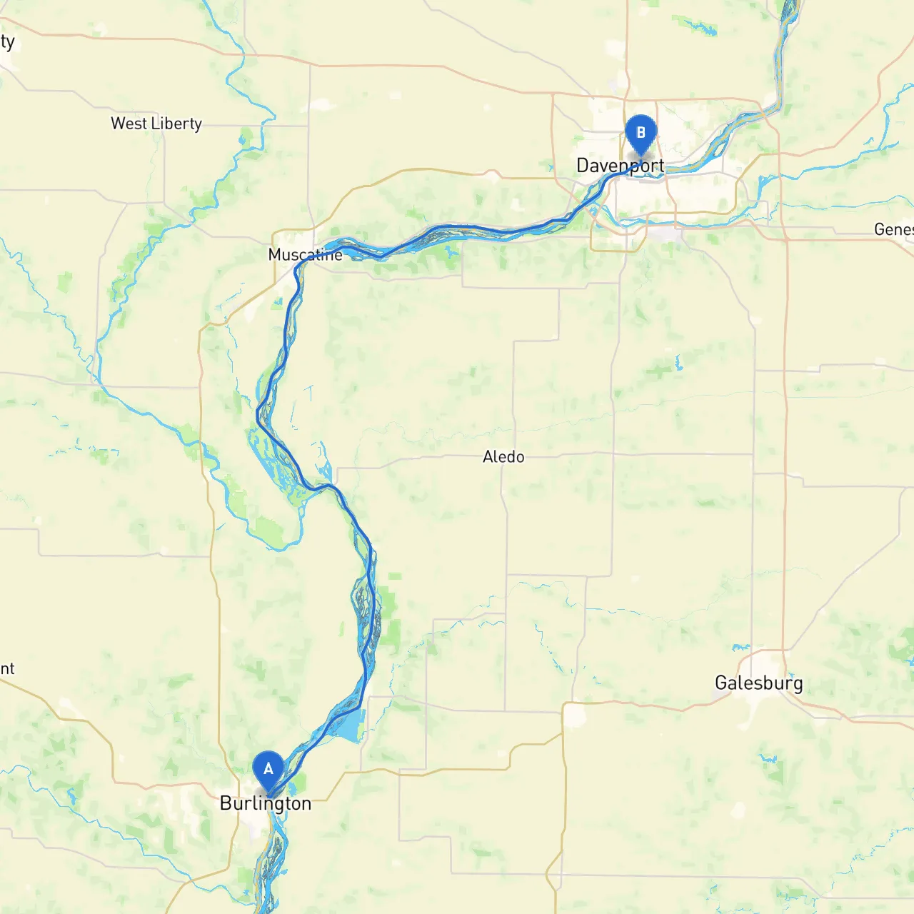 Burlington to Davenport