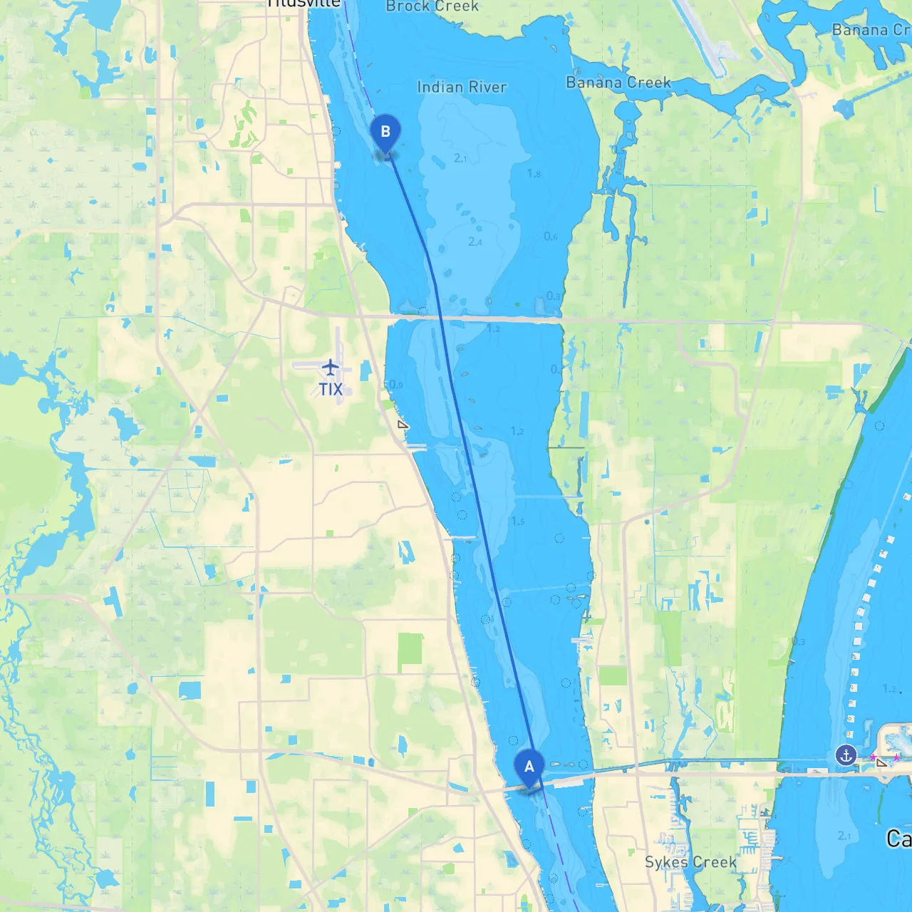 Cocoa to Titusville