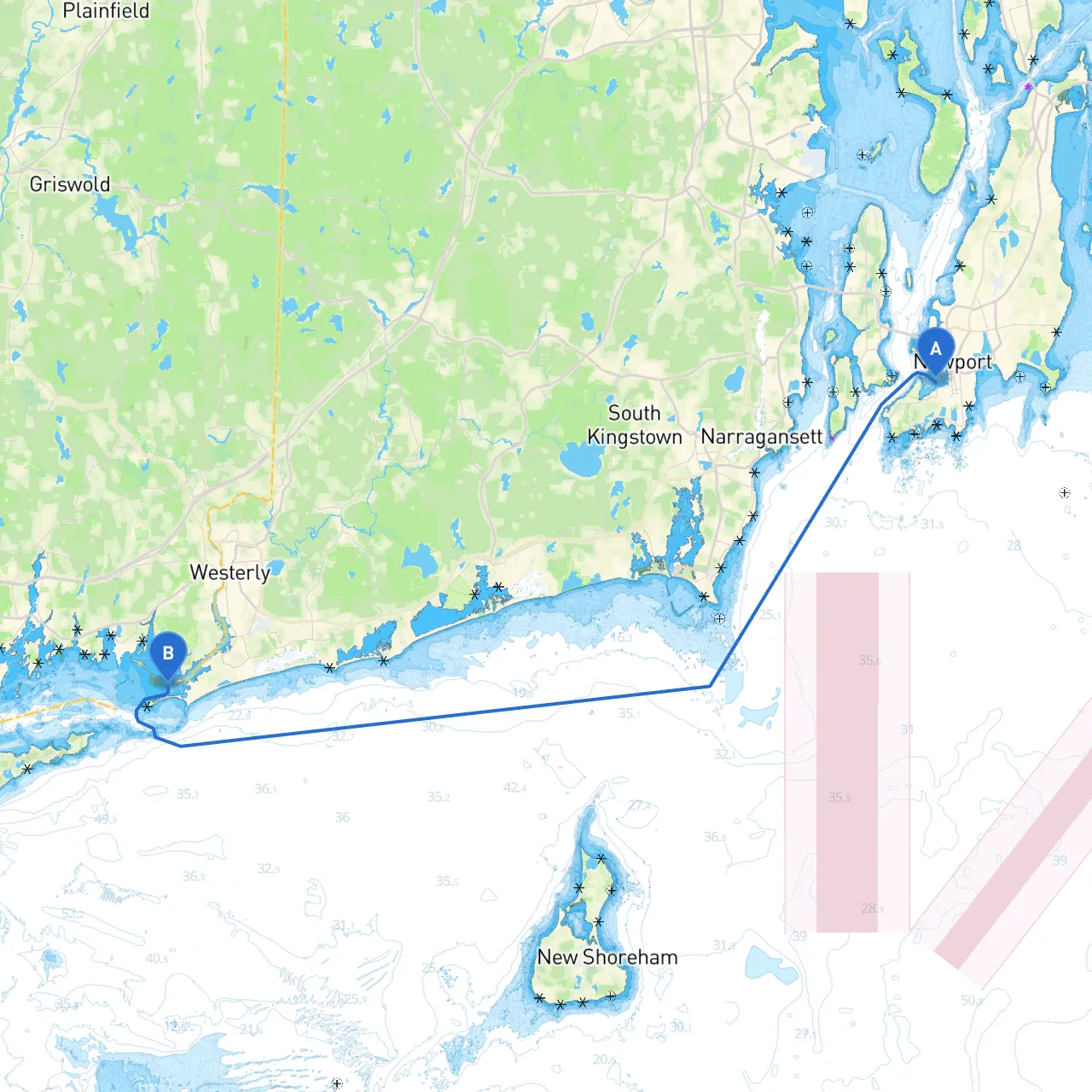 Newport to Westerly