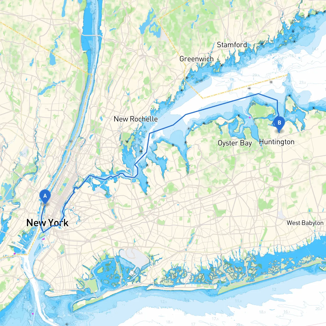 New York to Huntington