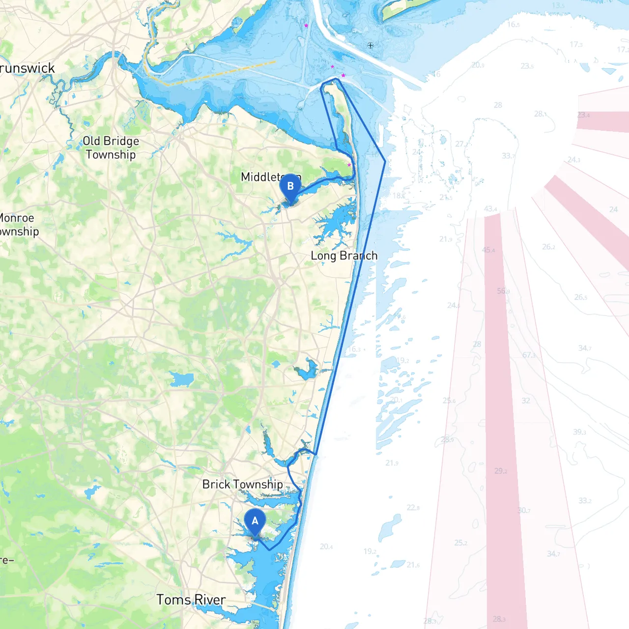 Toms River to Red Bank