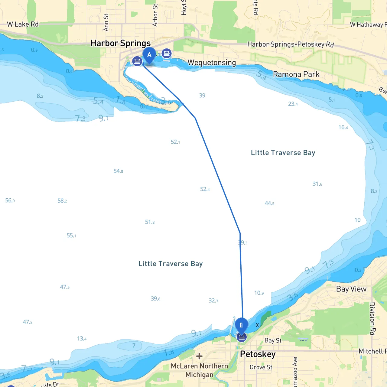Harbor Springs to Petoskey