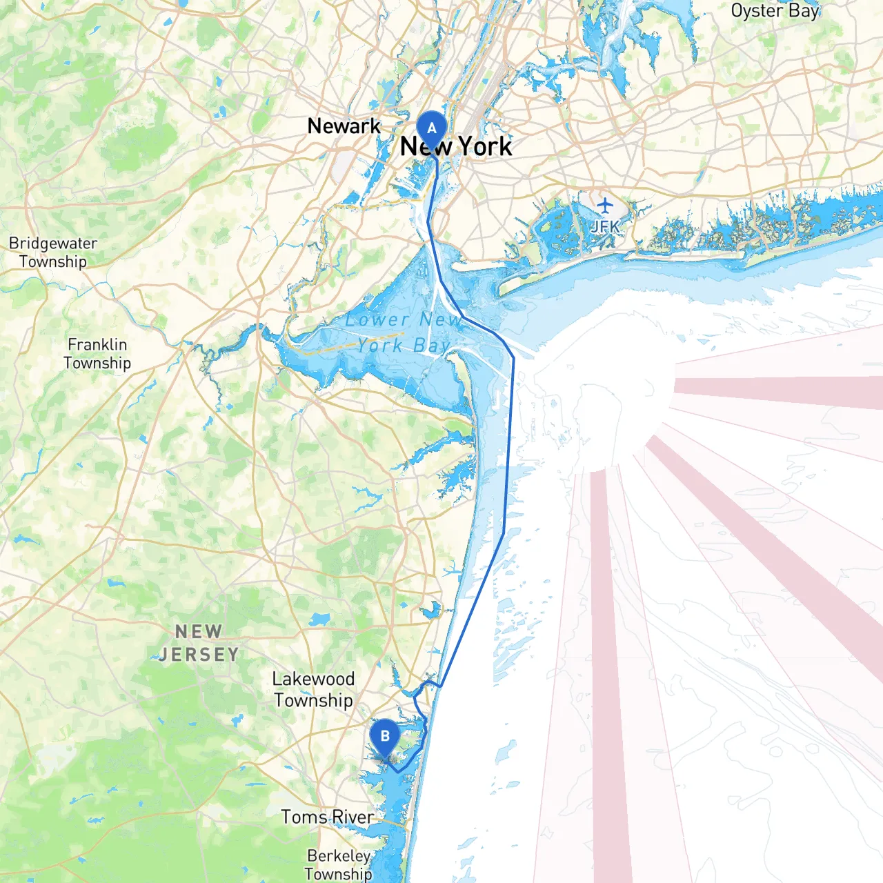 Jersey City to Toms River