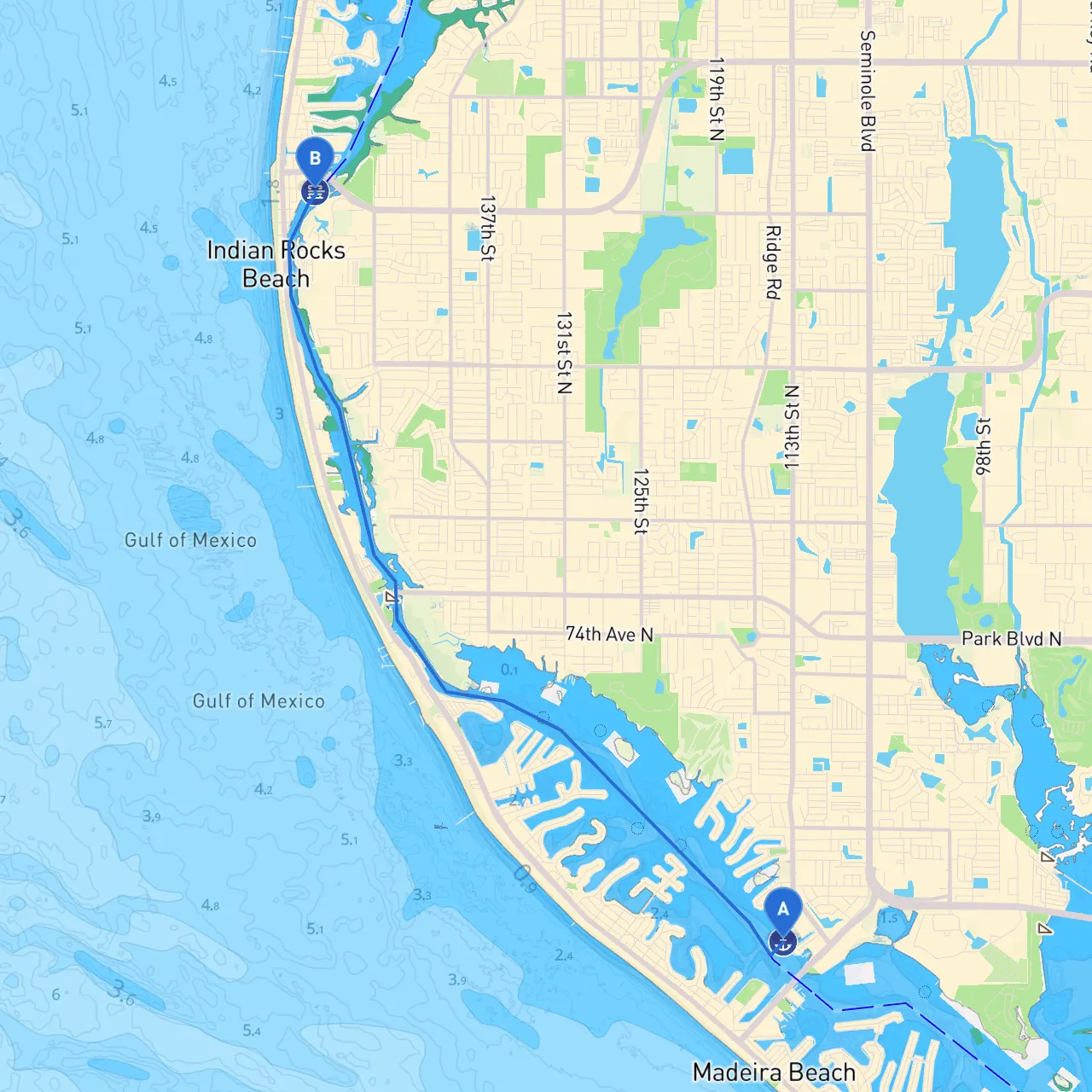 Madeira Beach to Indian Rocks Beach