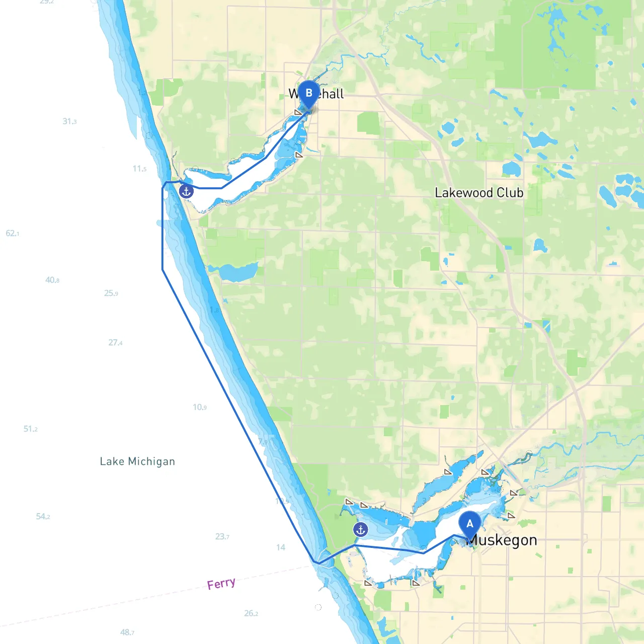 Muskegon to Whitehall