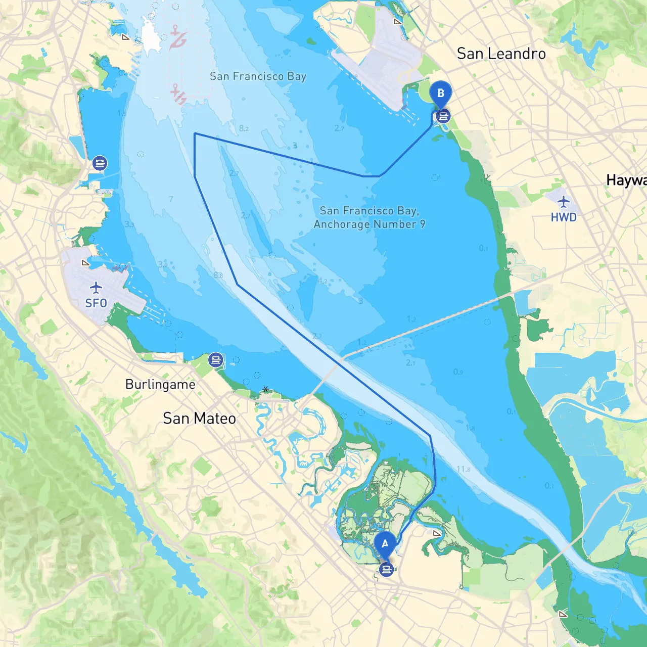 Redwood City to San Leandro