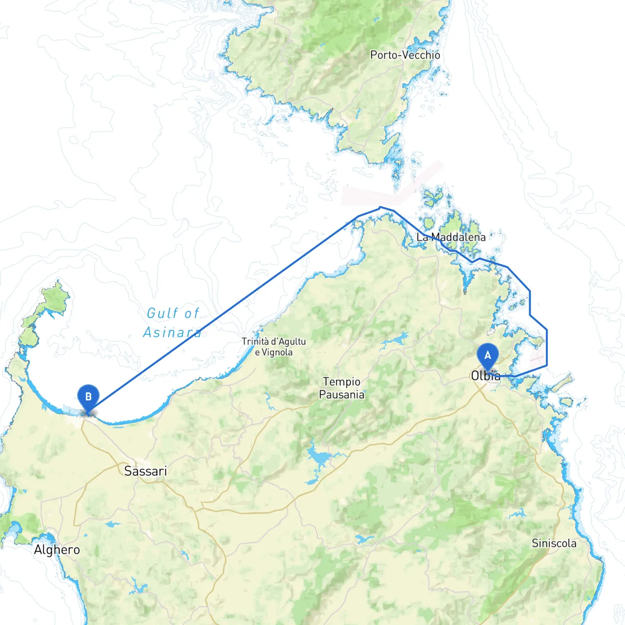 Olbia to Porto Torres