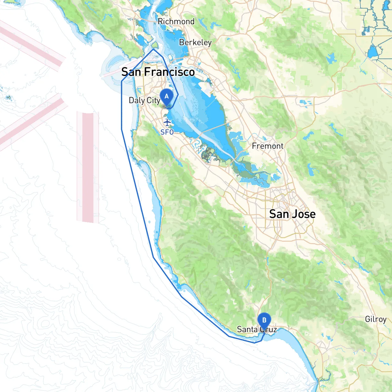 South San Francisco to Santa Cruz