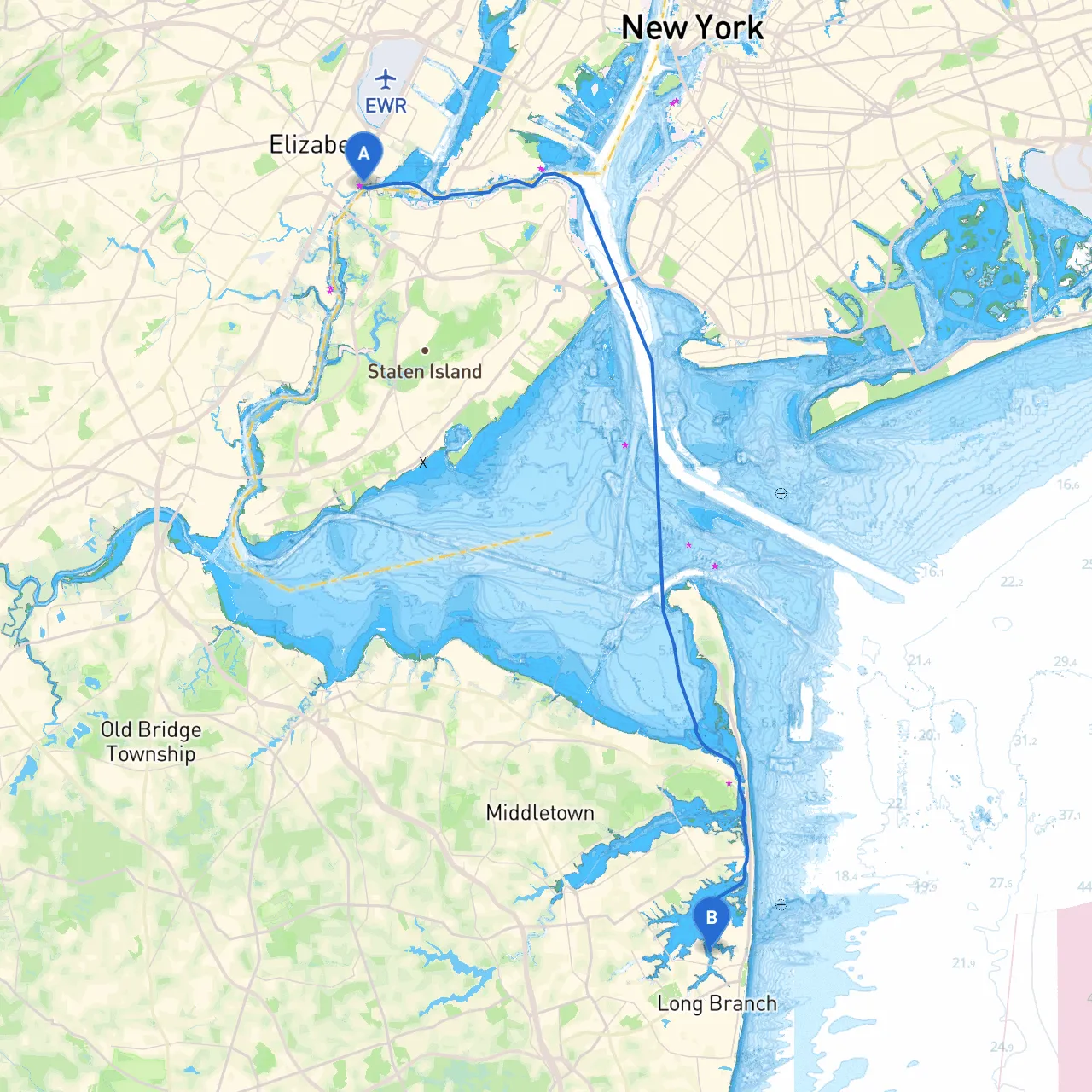 Elizabeth to Long Branch