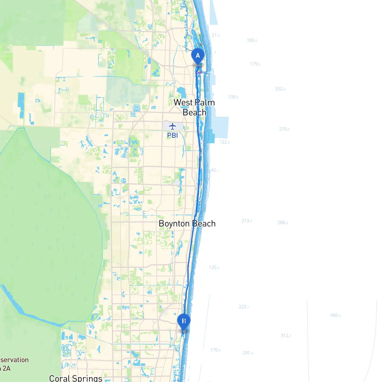 Riviera Beach to Boca Raton