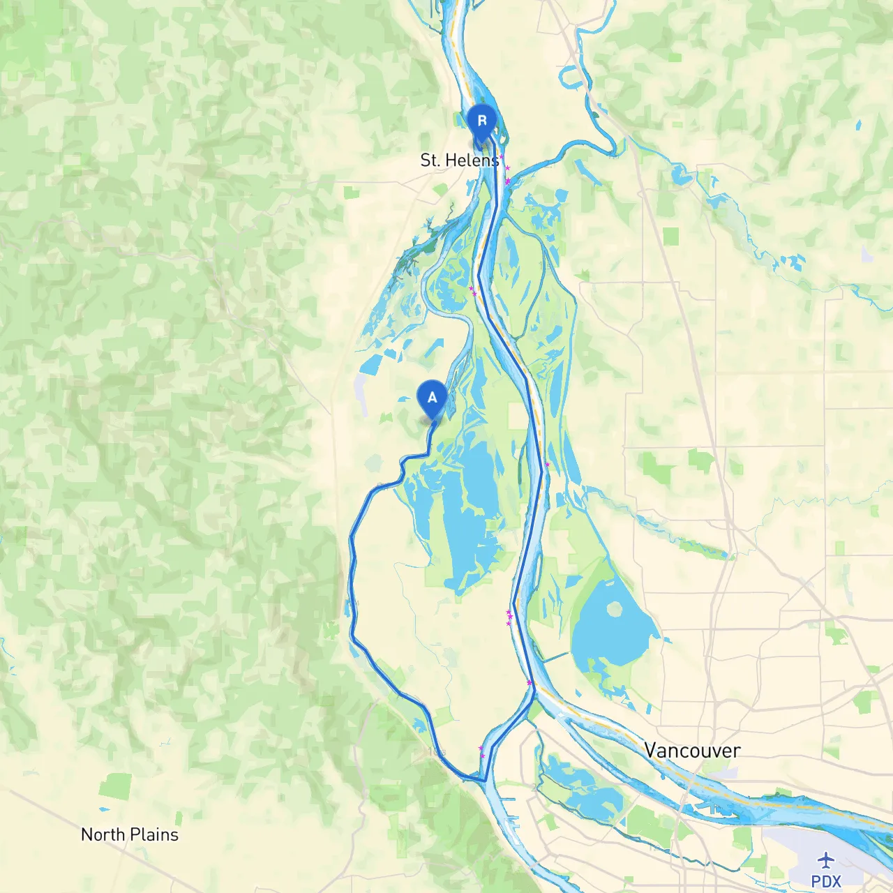 Scappoose to St. Helens
