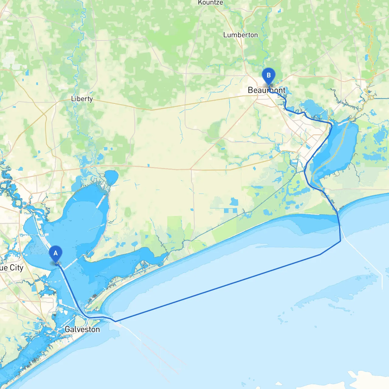 Texas City to Beaumont