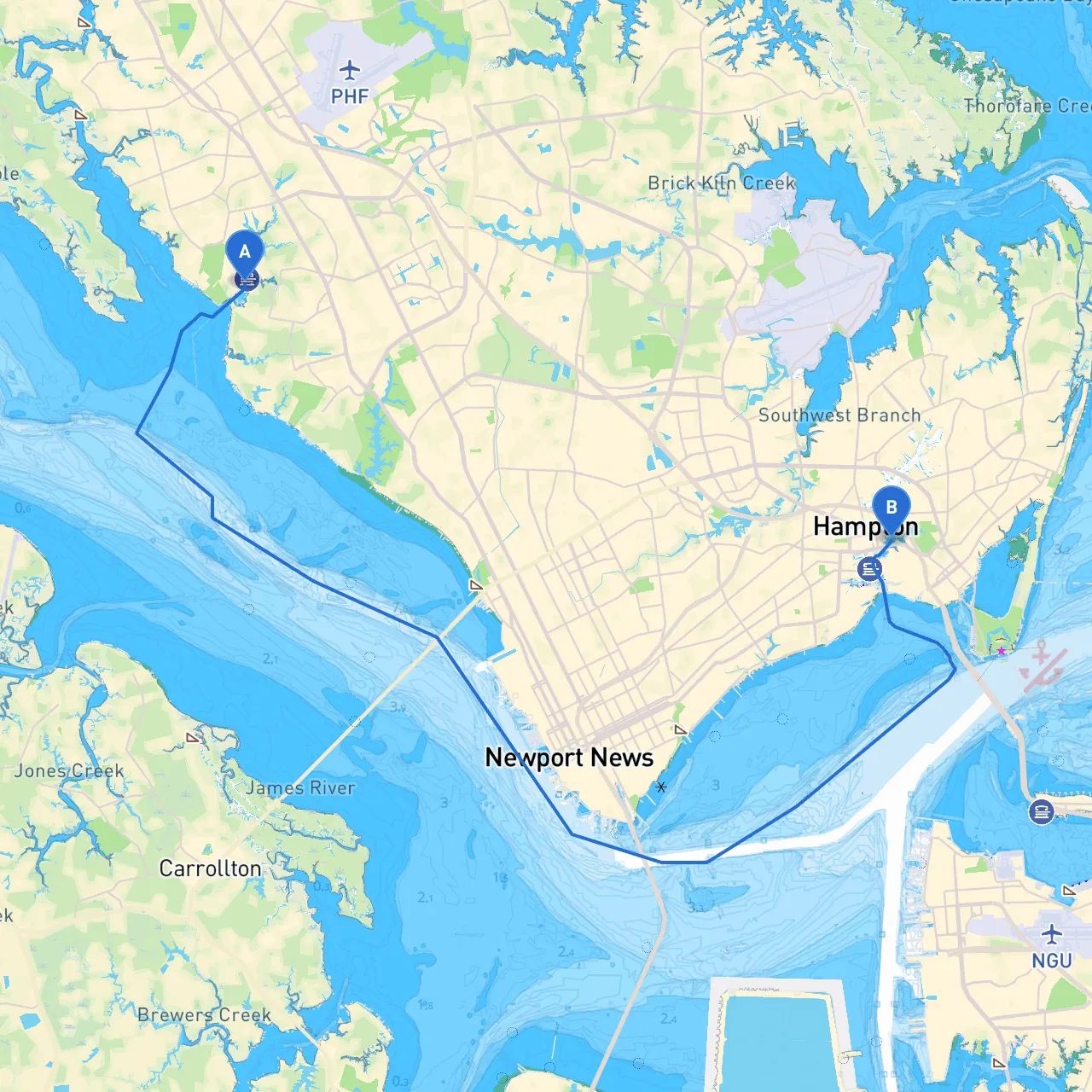 Newport News to Hampton