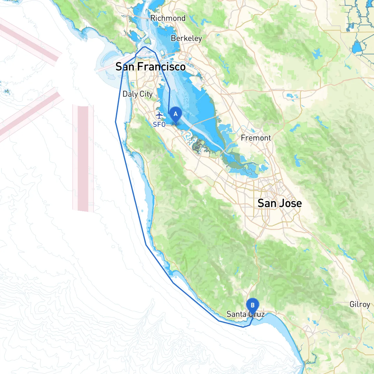 San Mateo to Santa Cruz