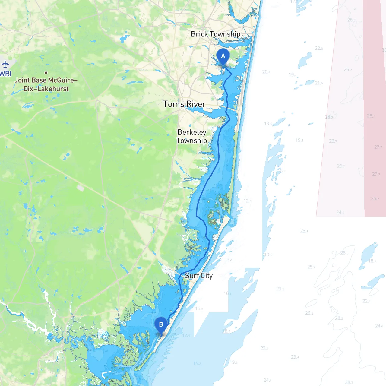 Toms River to Beach Haven