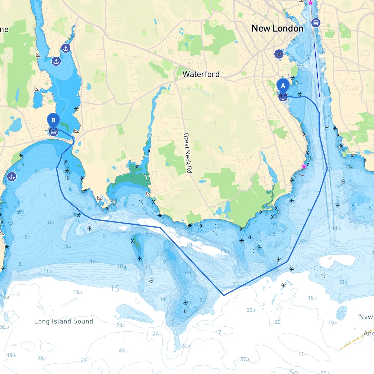 New London to Niantic