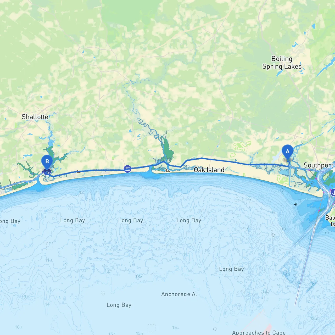 Oak Island to Shallotte