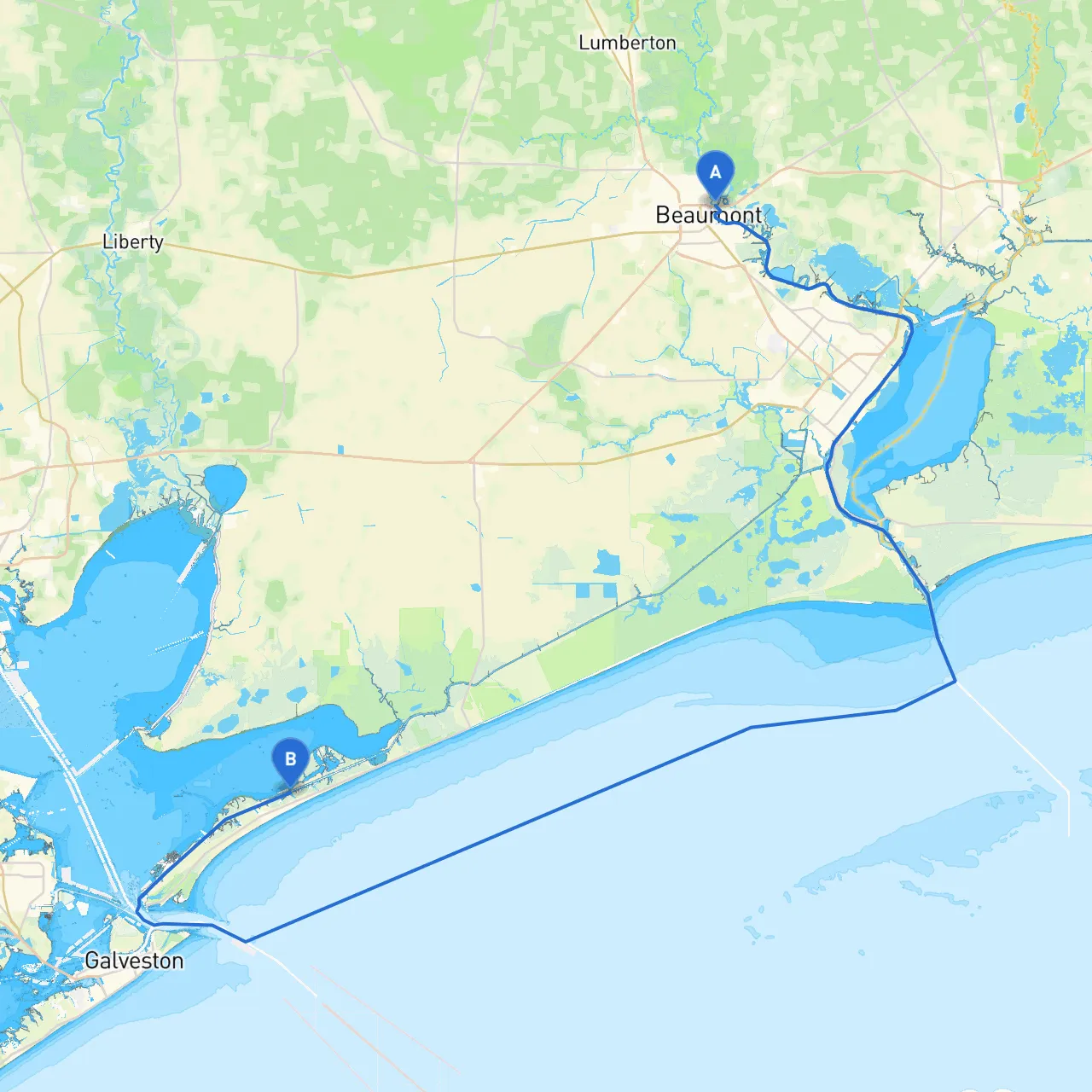 Beaumont to Crystal Beach
