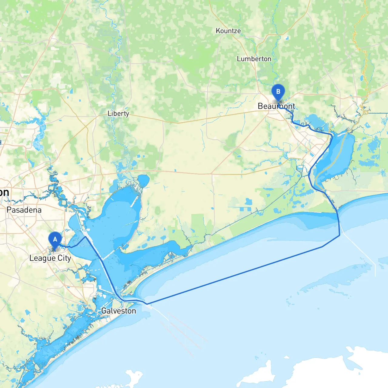 League City to Beaumont