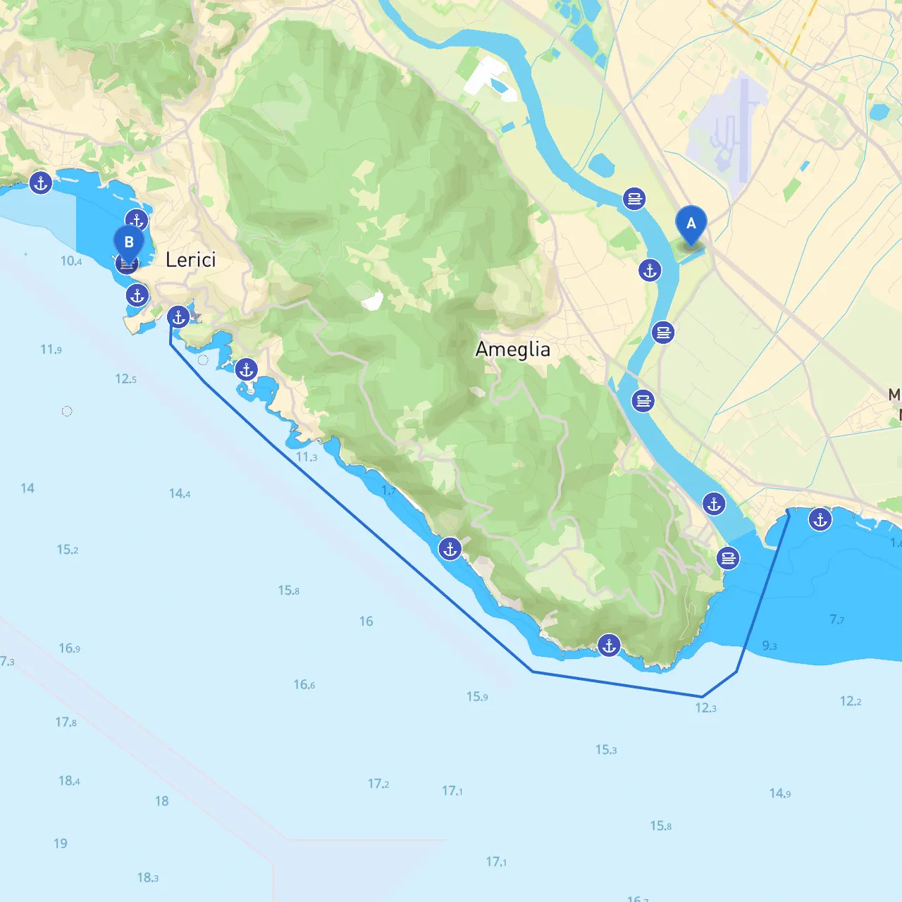 Sarzana to Lerici