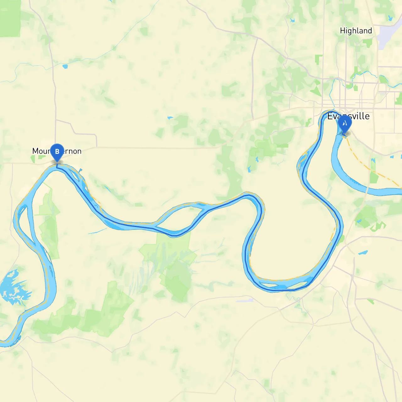 Evansville to Mount Vernon