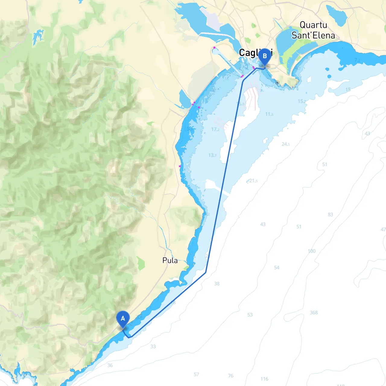 Pula to Cagliari