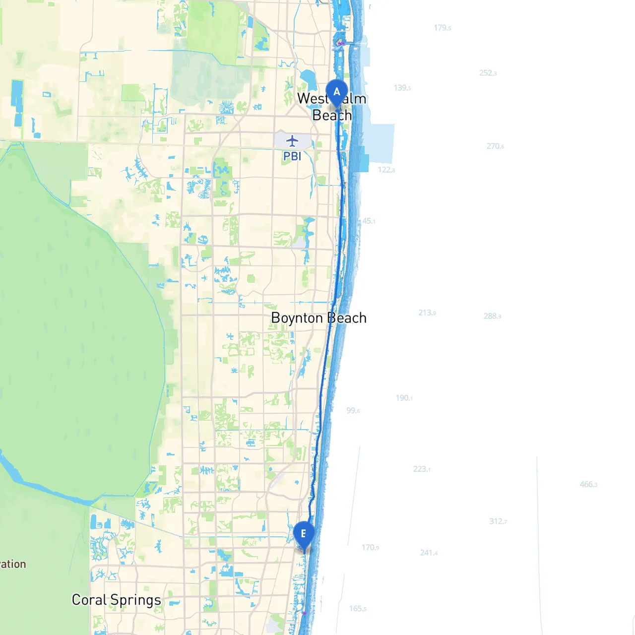 West Palm Beach to Deerfield Beach