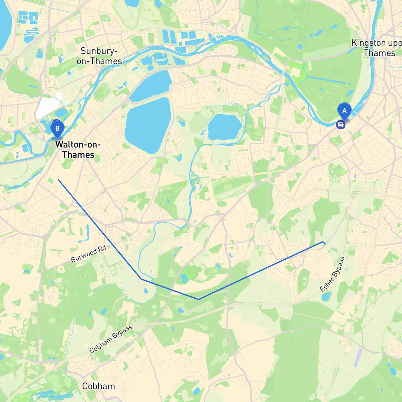 Surbiton to Walton on Thames
