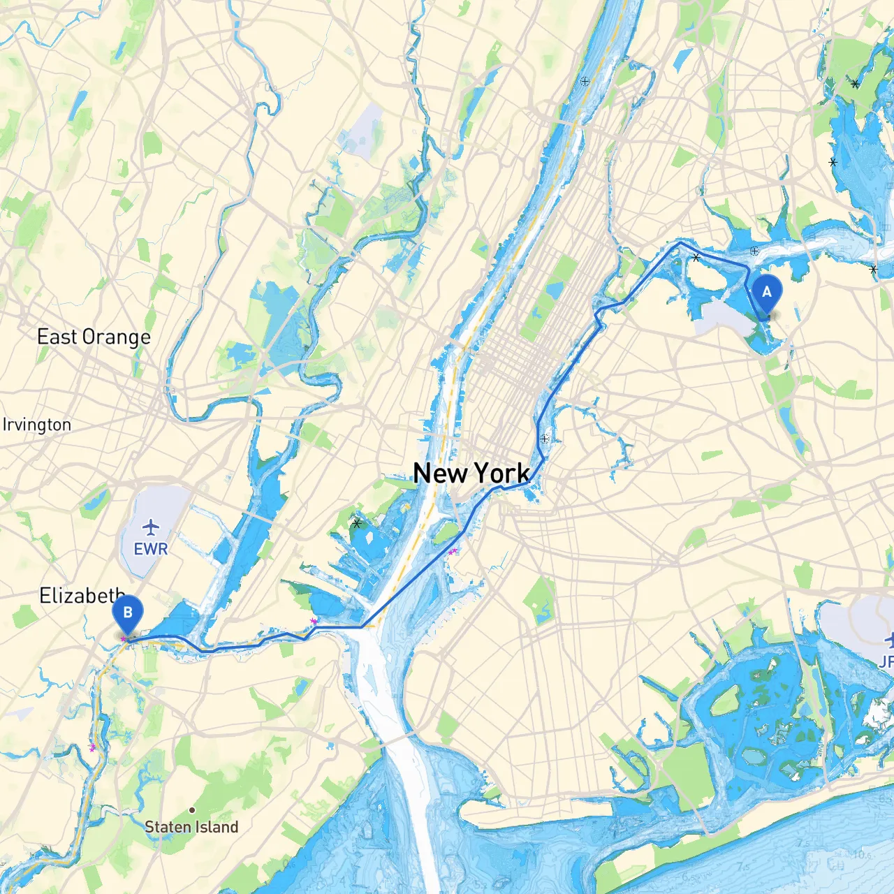 City of New York to Elizabeth