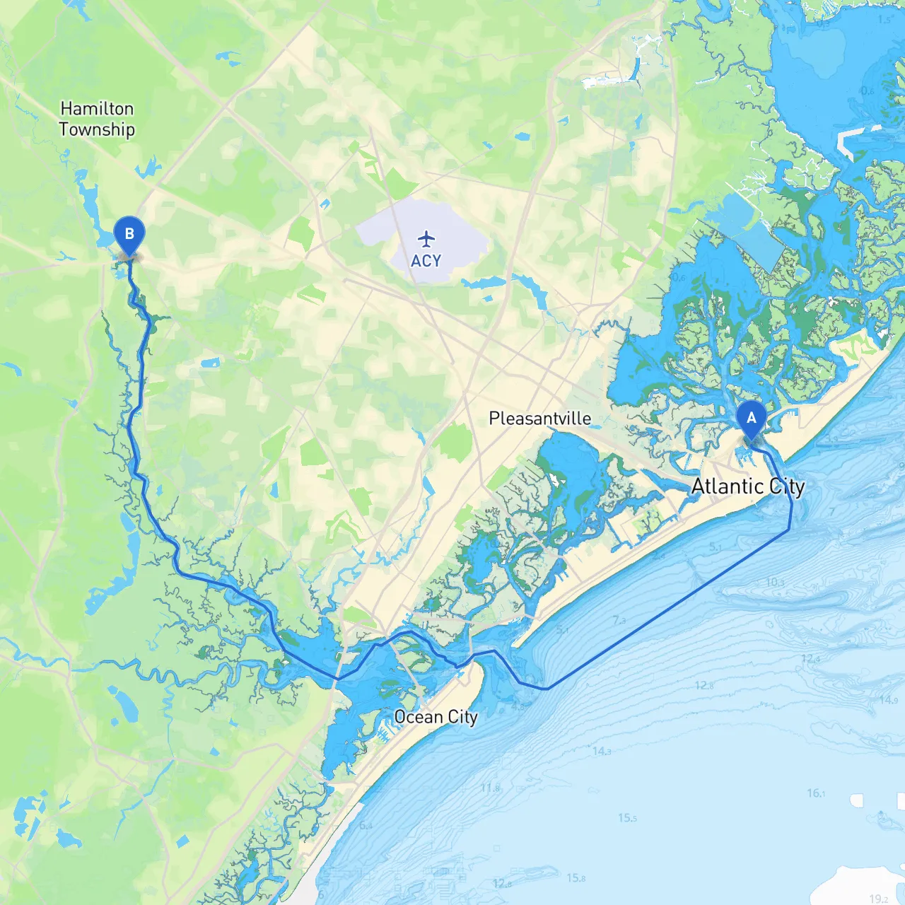 Atlantic City to Hamilton Township