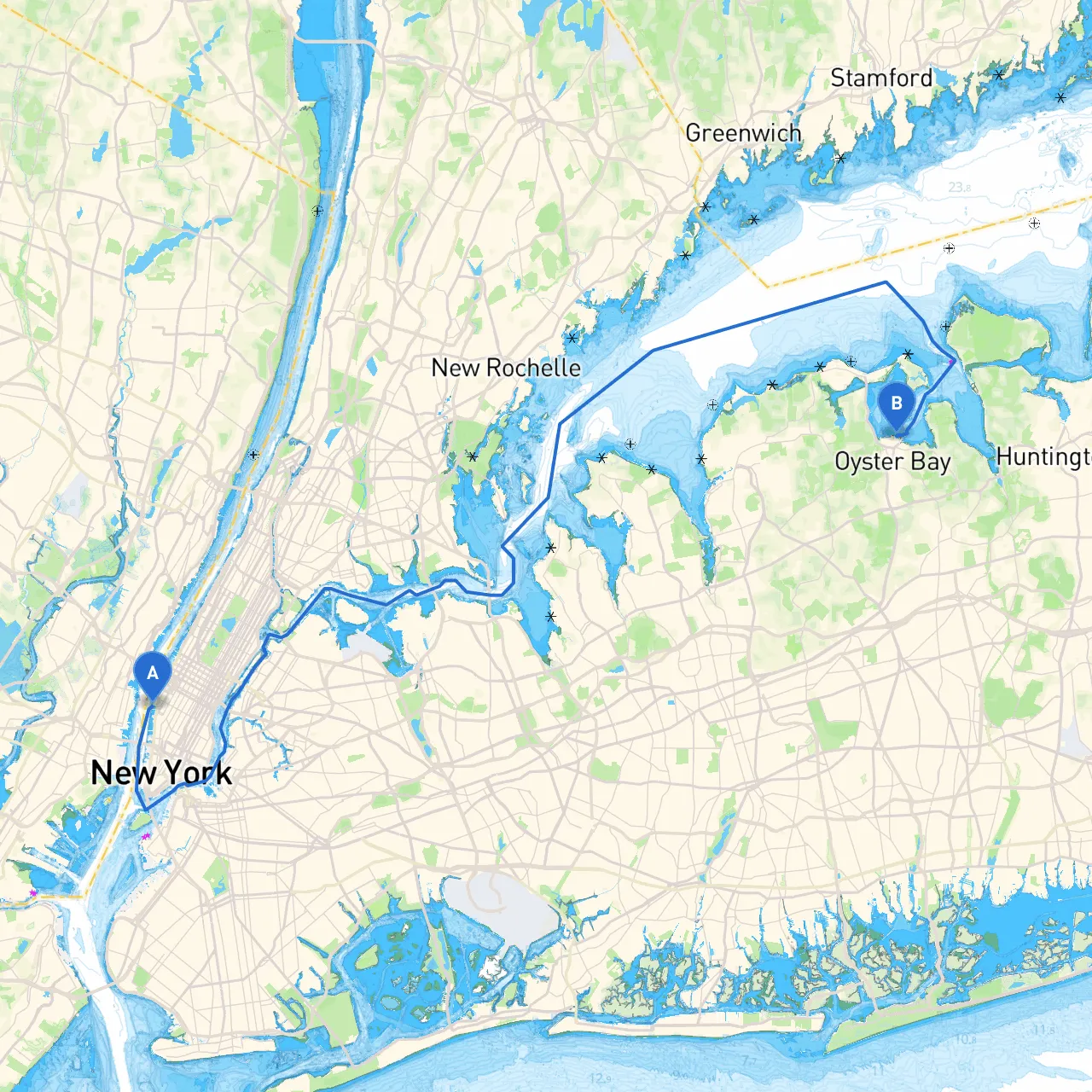 New York to Oyster Bay
