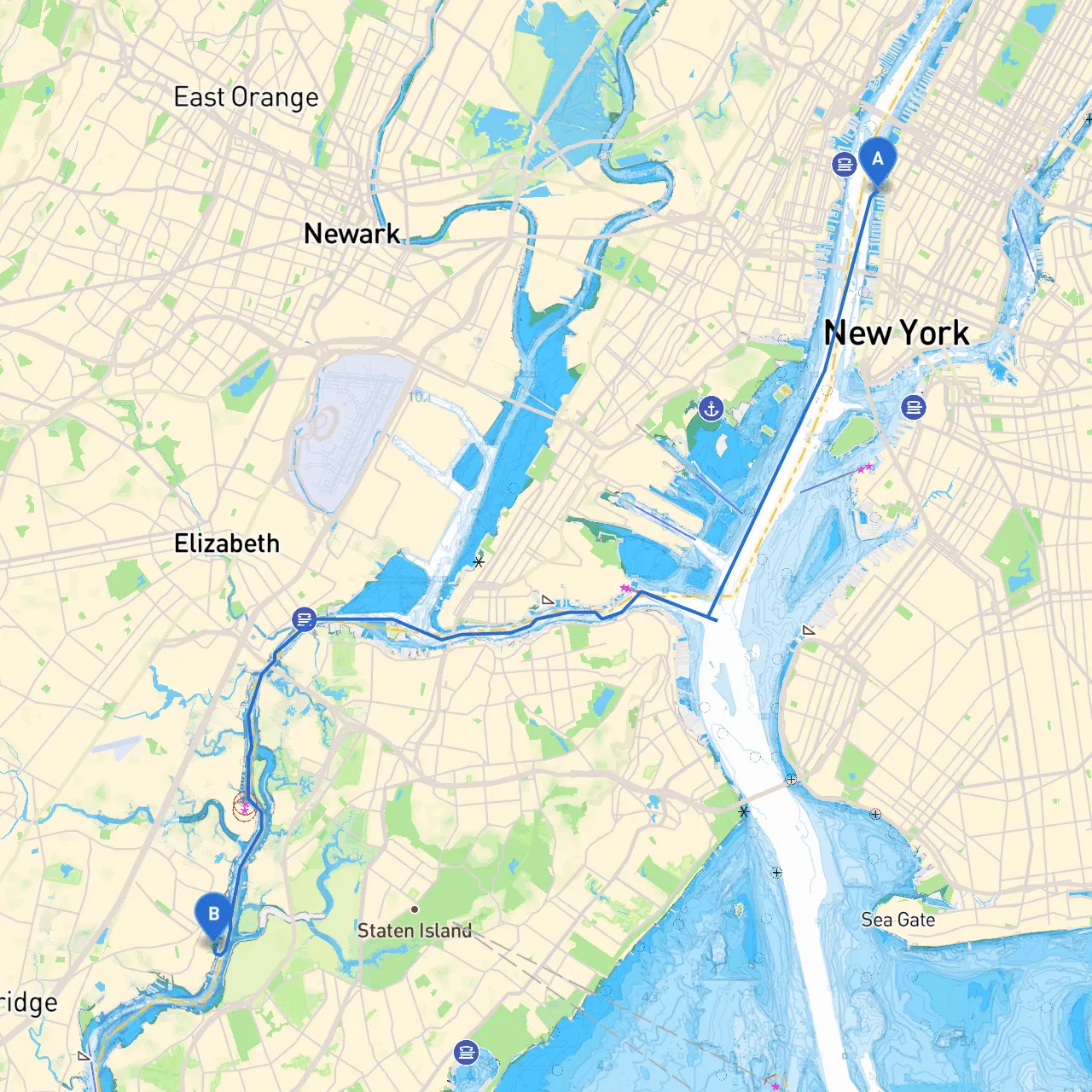 New York to Carteret