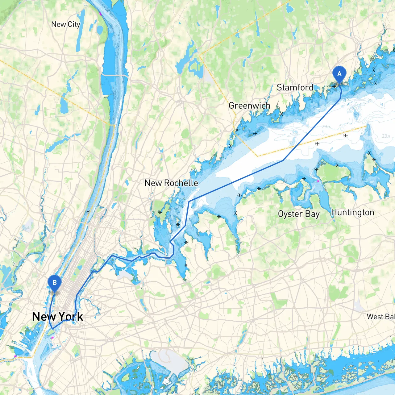 Darien to New York