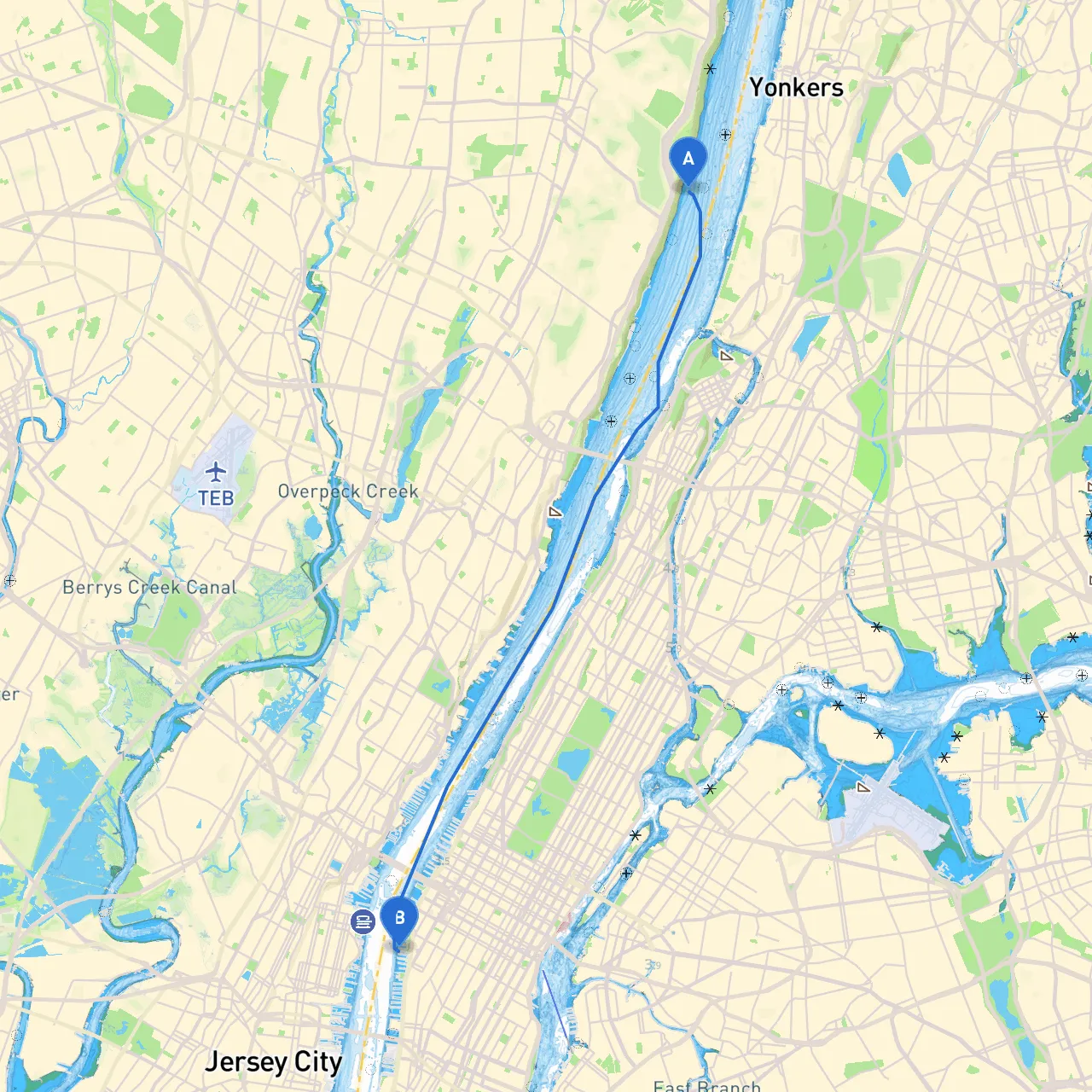 Tenafly to New York