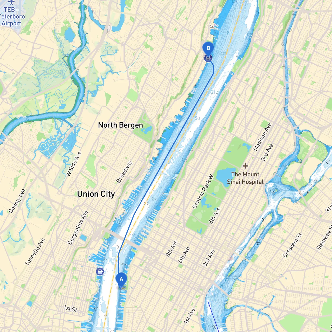 New York to Edgewater