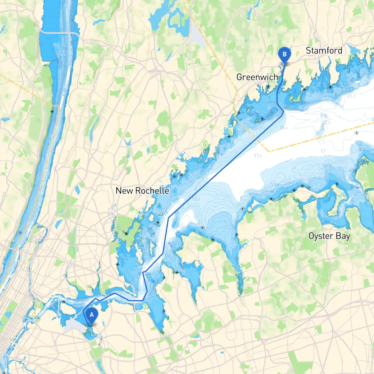 City of New York to Cos Cob