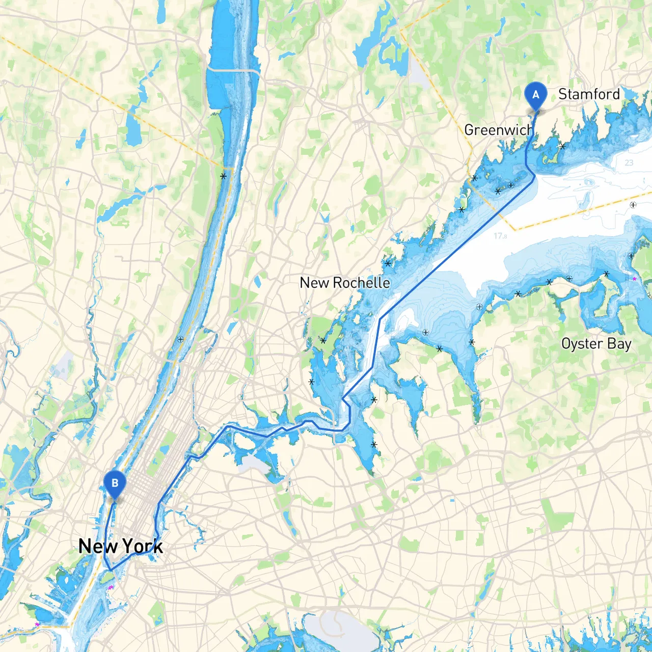 Cos Cob to New York
