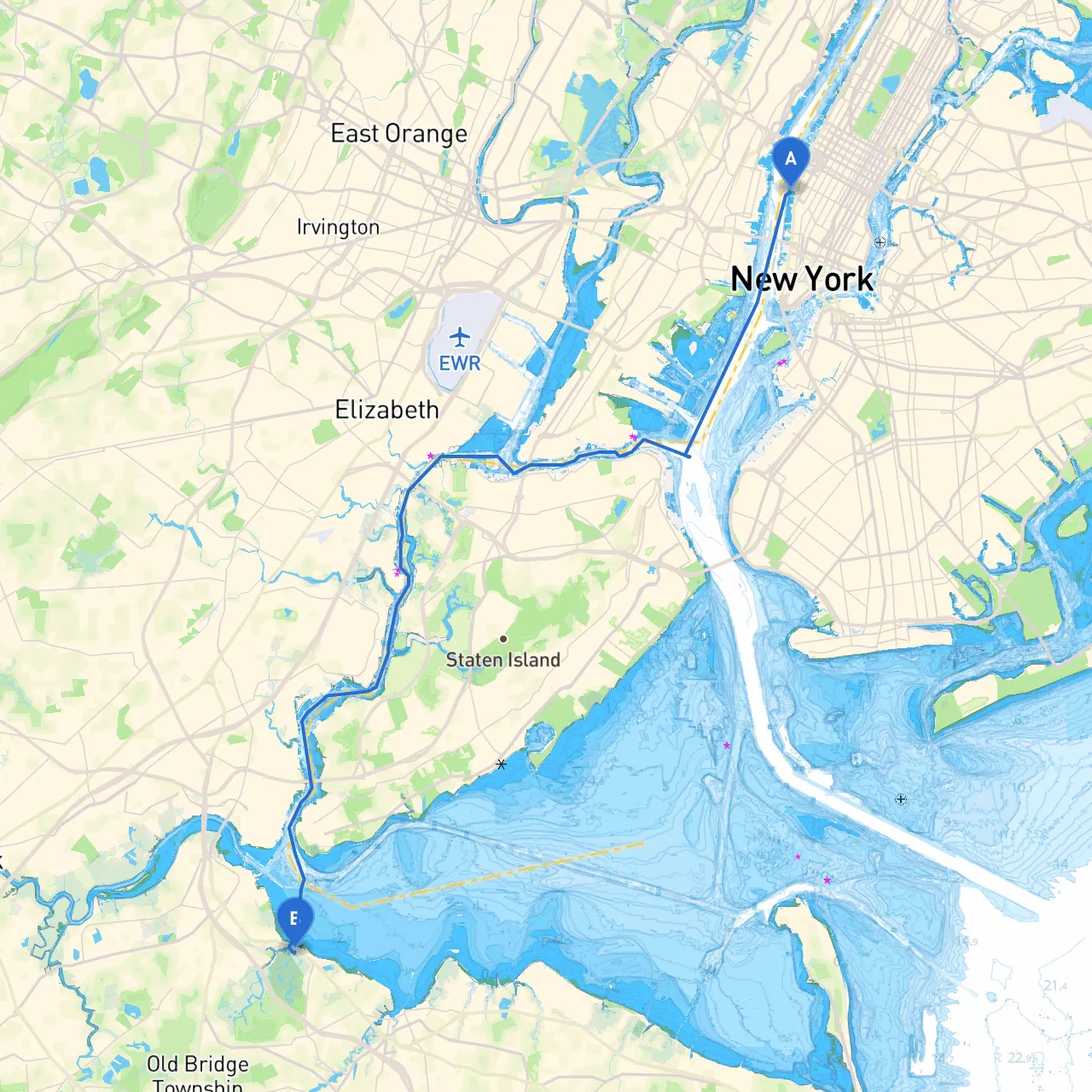New York to Laurence Harbor