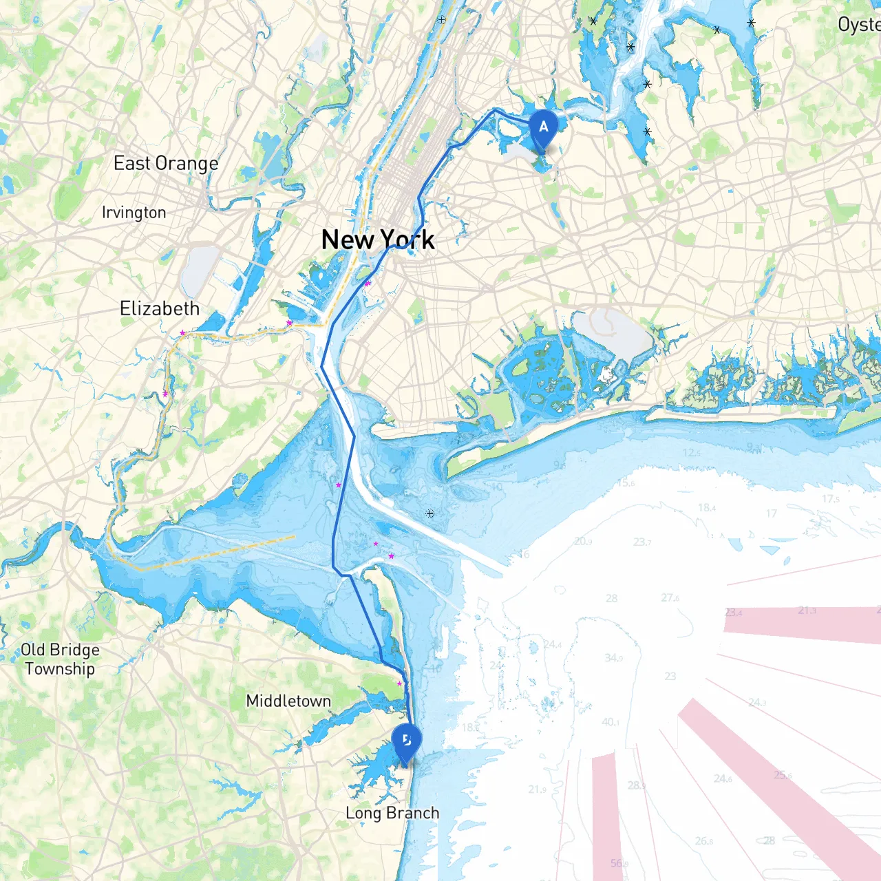 City of New York to Monmouth Beach