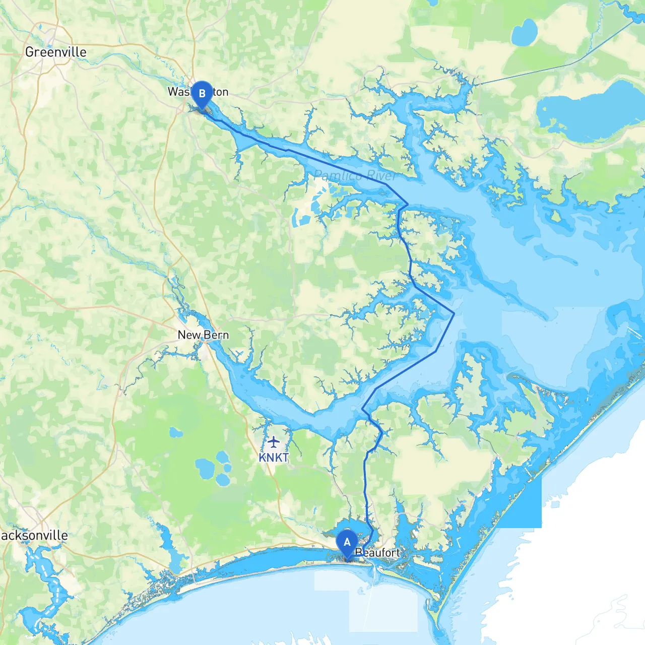 Atlantic Beach to Chocowinity