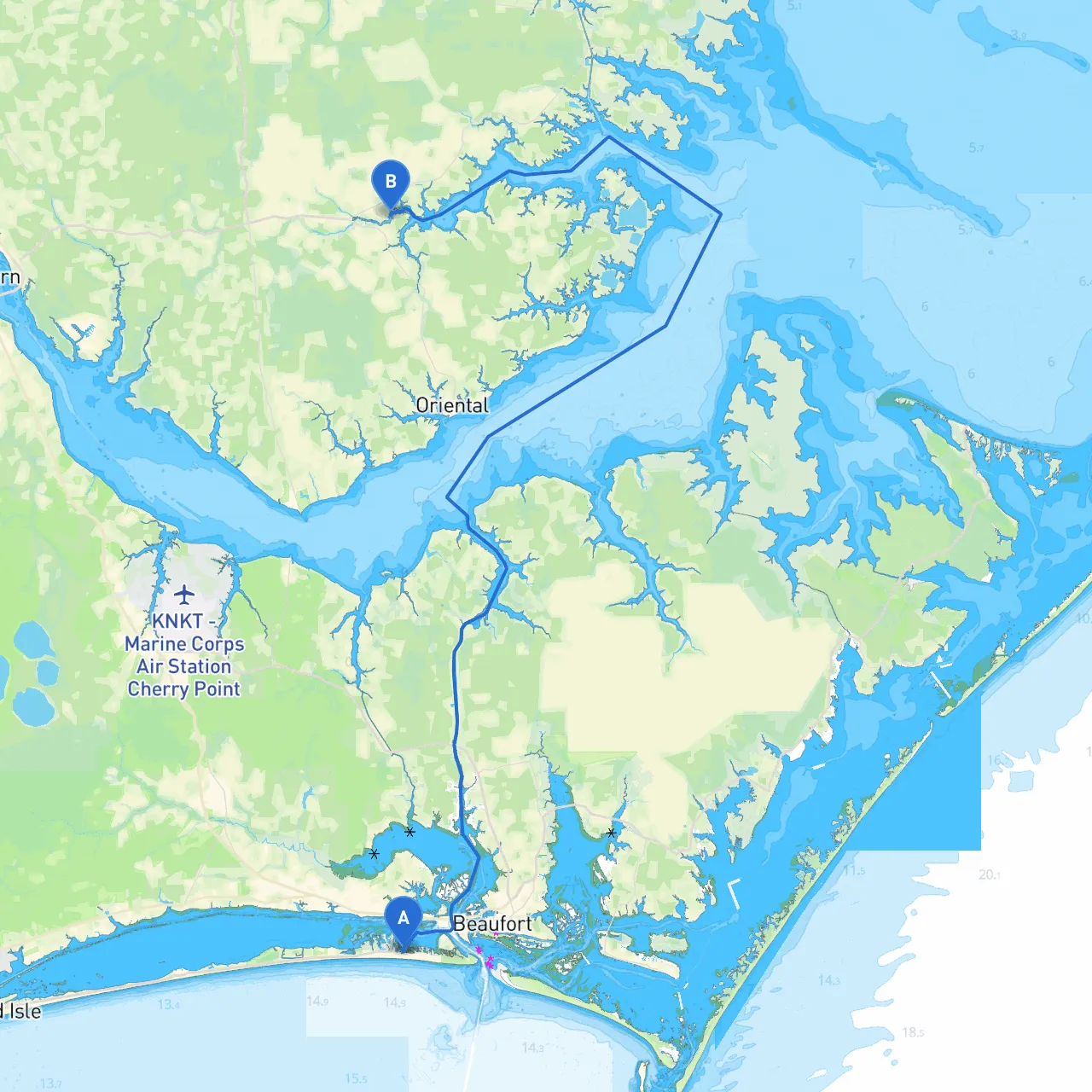 Atlantic Beach to Bayboro
