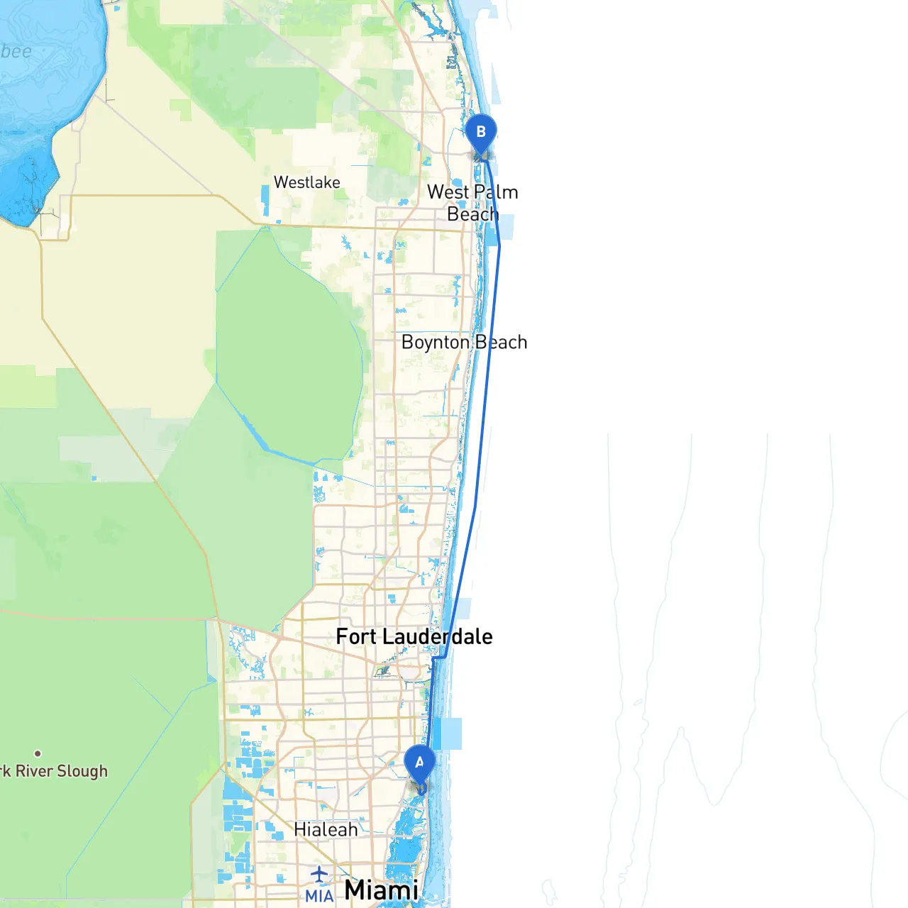 North Miami to Palm Beach Shores