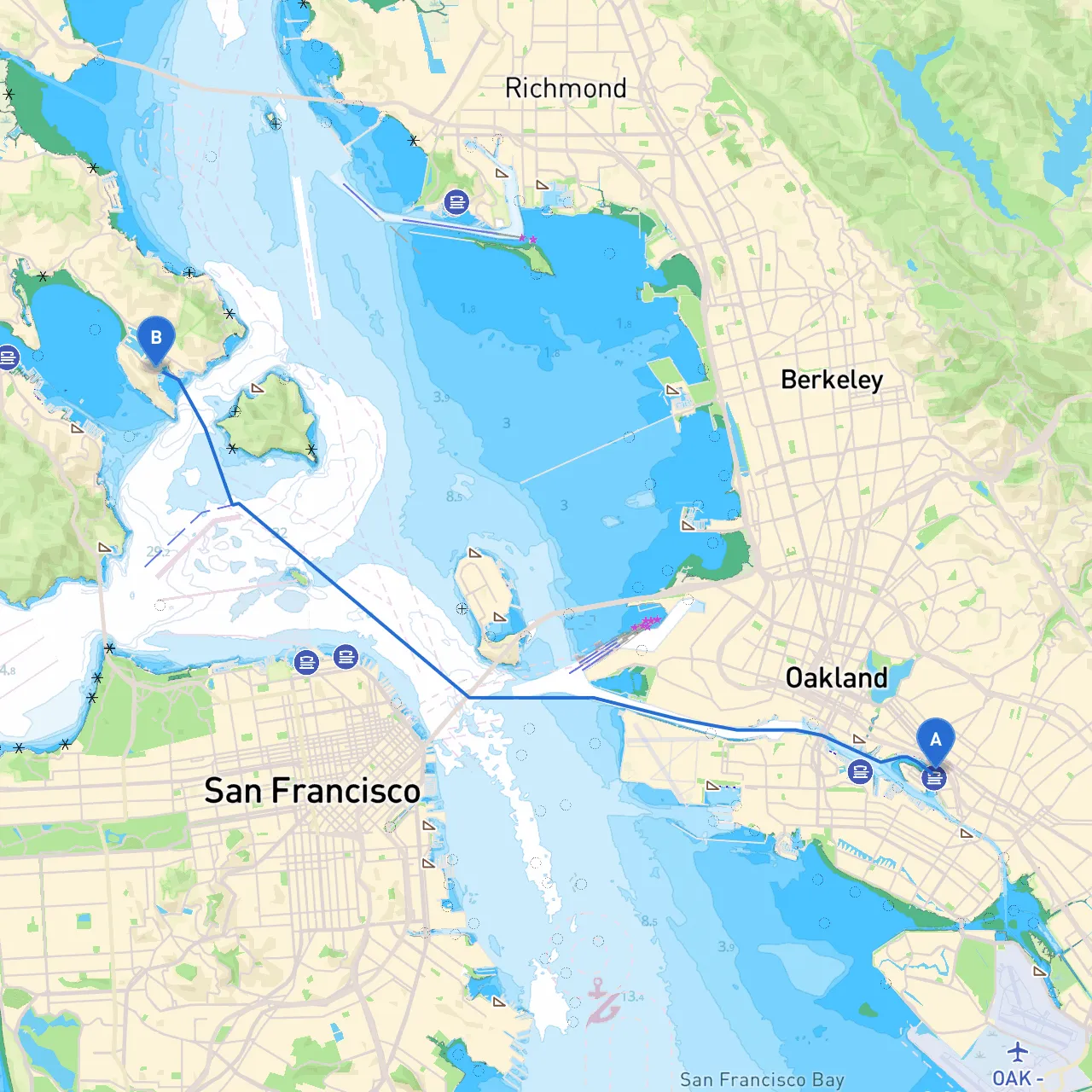 Oakland to Belvedere
