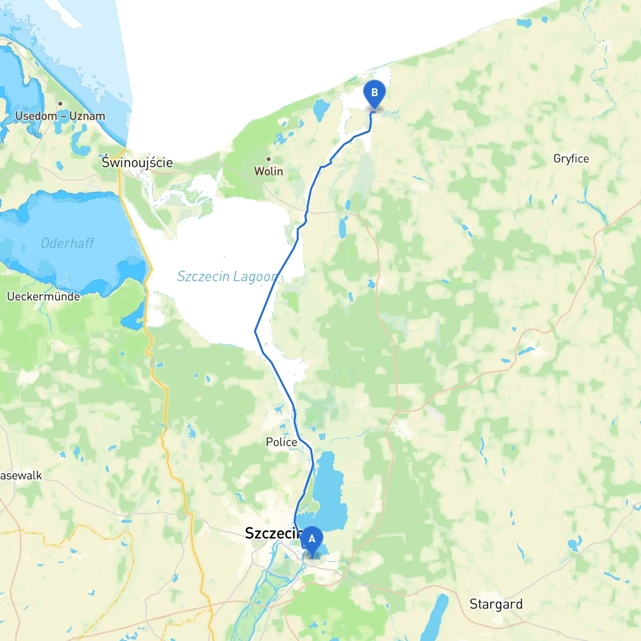Szczecin to Kamien Pomorski