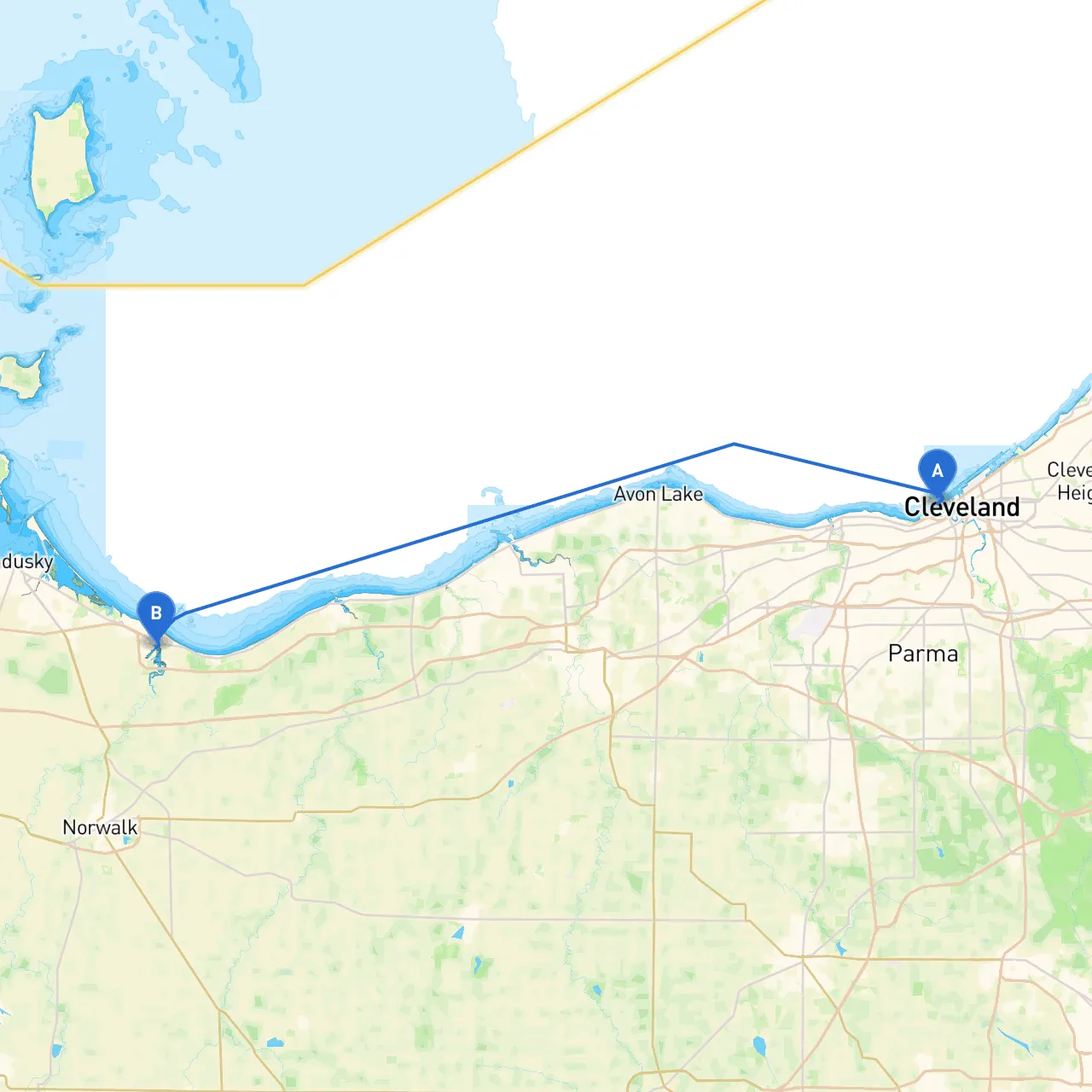 Cleveland to Huron