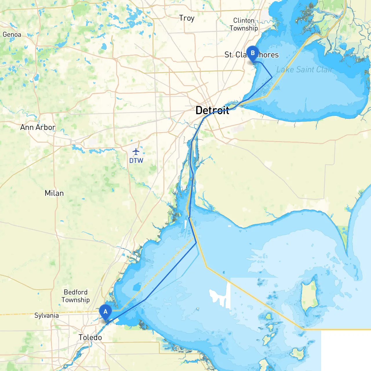 Toledo to St. Clair Shores