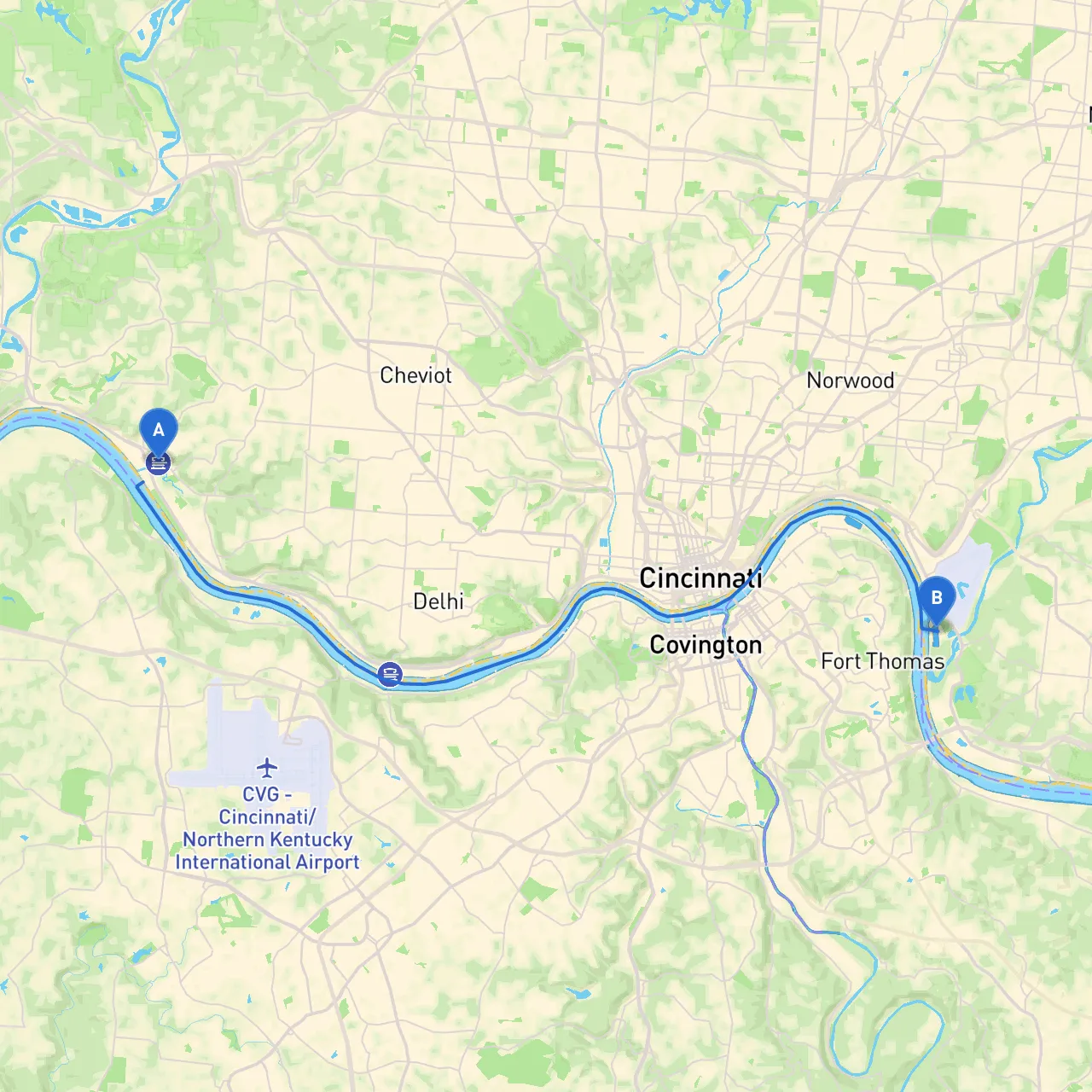 Addyston to Cincinnati