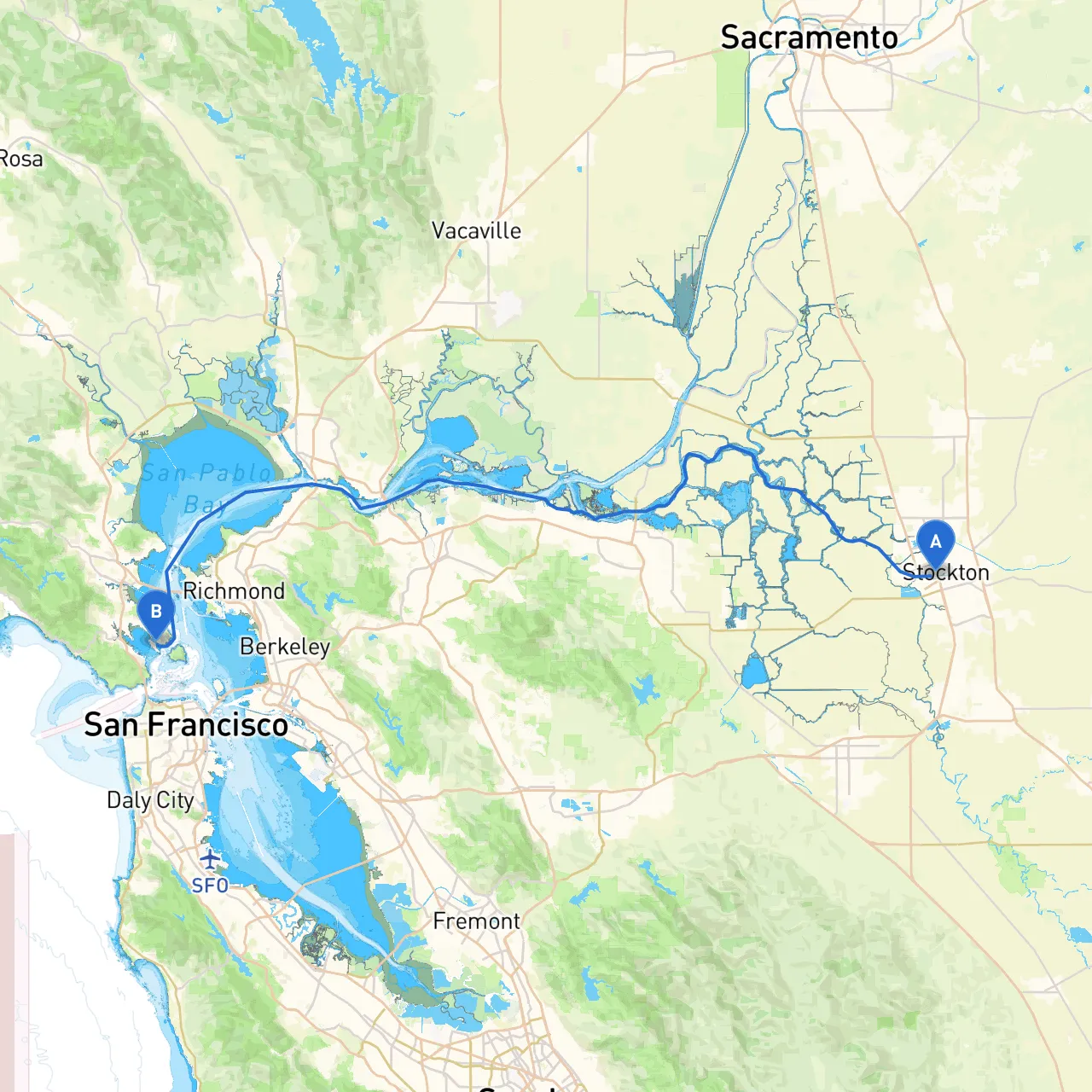 Stockton to Belvedere